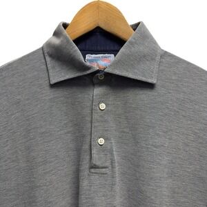 Fedeli Russo Capri Men's Size 56 Grau Cotton Knit Short Sleeve Polo Shirt Italy